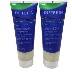 Differin Cleanse Acne Clearing Body Scrub 8oz (Lot of 2) 2% Salicylic Acid
